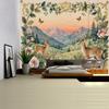 1pc Pastoral Style Floral Deer Landscape Natural Fresh Style Printed Tapestry Wall Hanging, Easy Artistic Bohemian Style Living Room Bedroom Home Deco
