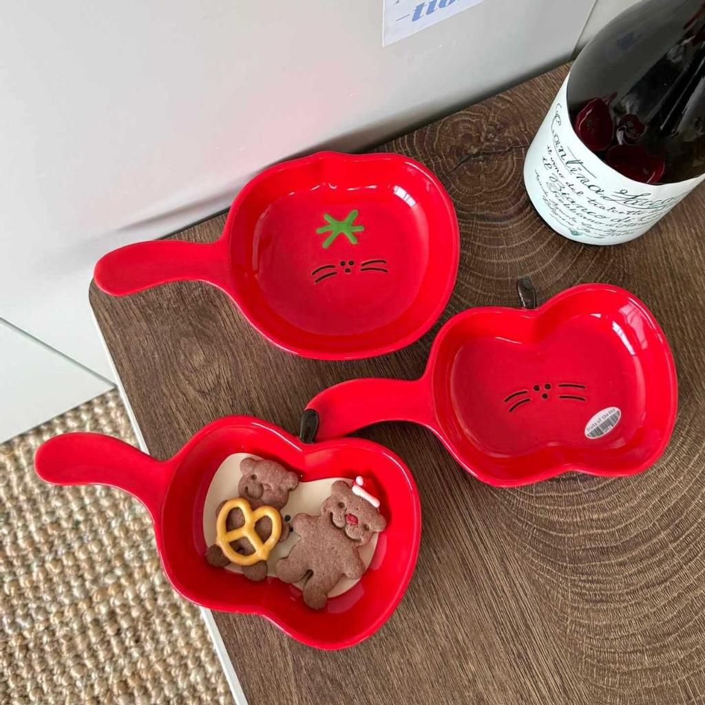 High-Value Cute Cartoon Baking Pan & Ceramic Apple Plate with Handle for Home & Pet Use