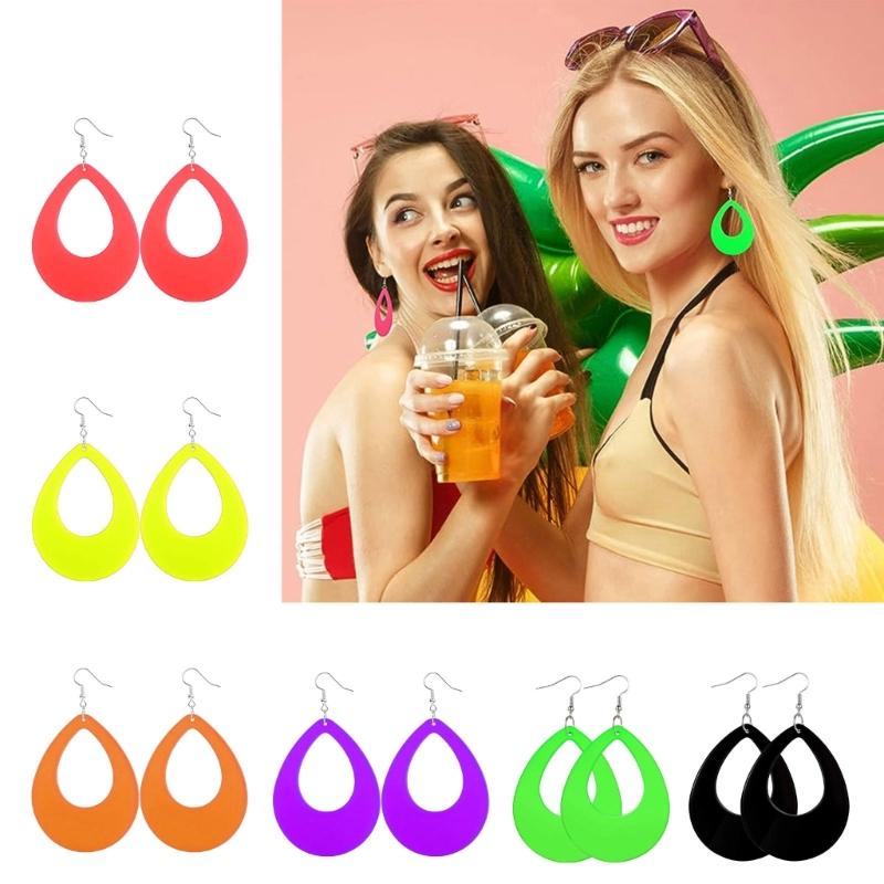 1Pair Fashion Minimalist Hook Earrings Vintage Sweet Cool Neons Oval Water Droplet Earings for Women Girls Party Jewelry
