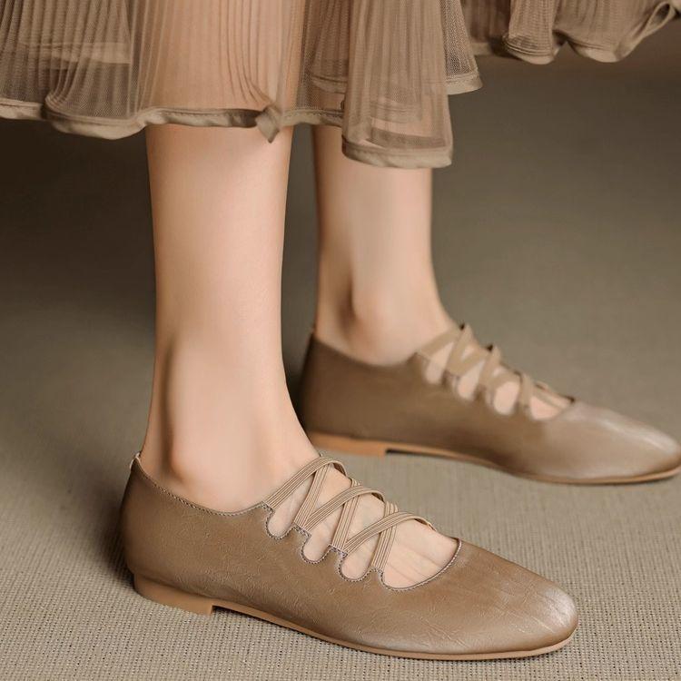 Grandma shoes cross strap ballet shoes women's 2025 new summer fashion women's shoes flat Mary Jane single shoes
