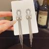 925 Sterling Silver Full Diamond Tassel Earrings – High-End European & American Style, Super Shiny, Luxurious Ear Jewelry for Women.