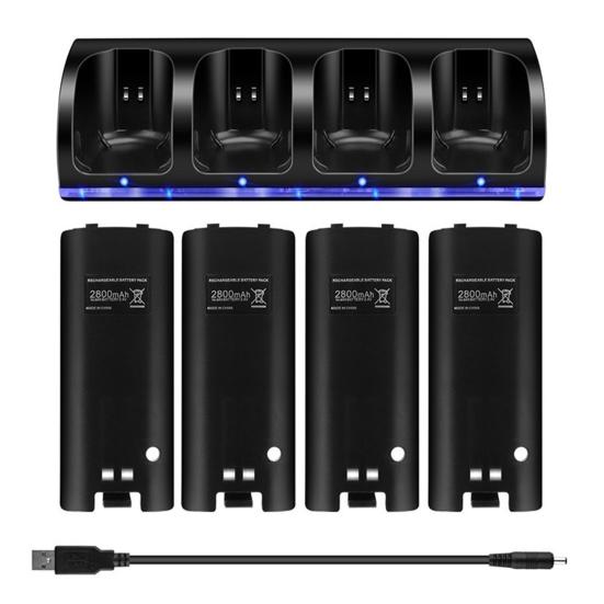 4 Ports Game Console Controller Charging Dock Station for Nintendo Wii U/Wii