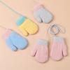 Children's Winter Plus Velvet Gloves Small Children's Bag Finger Halter Neck Yarn Warm Knitted Gloves Baby Solid Color Simple Gloves