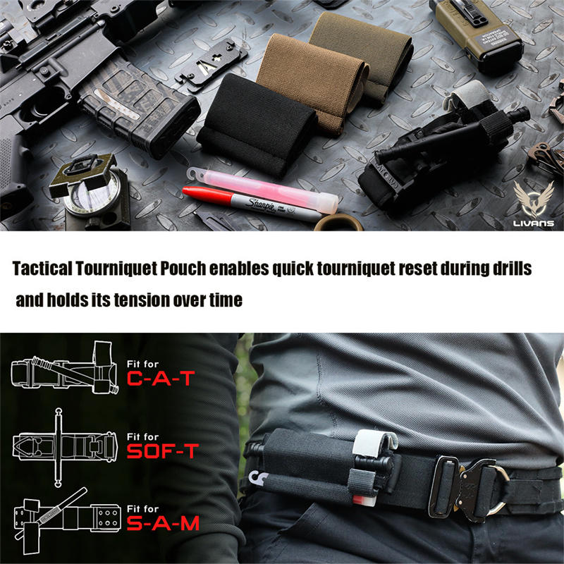 1PC Elastic Tactical Tourniquet Holder Retention Band Sleeve Pouch Horizontal Battle Belt Accessory for Emergency Medical Suppli