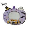 Indoor Holiday Table Decor Halloween Wooden Photo Frame, Pumpkin Ghost Cat Cutout Picture Autumn Tabletop Decoration Holder, Double-sided for