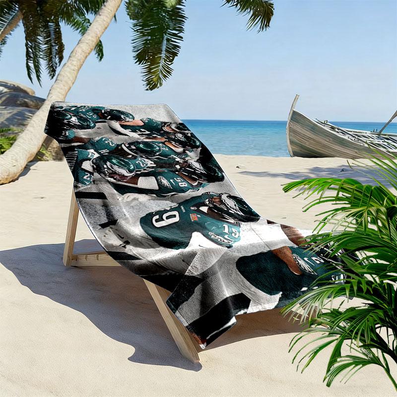 PHI Eagles Spieler Druck Strandtuch, Großes Weiches Schnelltrocknendes Handtuch für Strand Camping Schwimmen