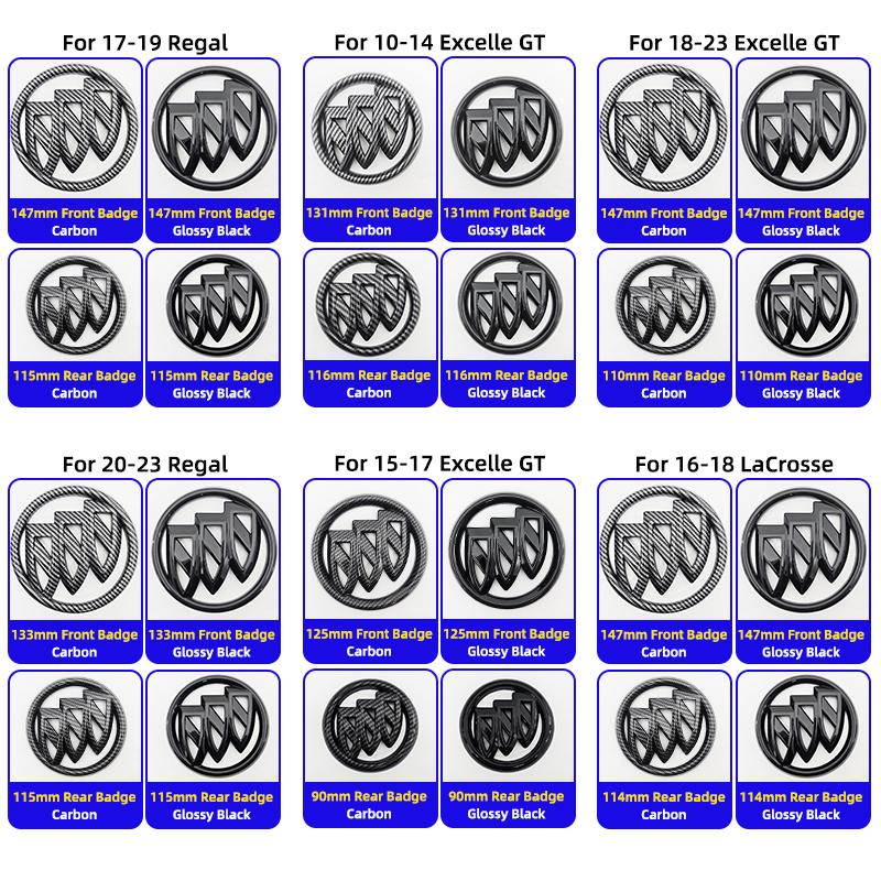 2pcs 3D ABS Car Front Grille Rear Trunk Logo Emblem Sticker For Buick Excelle GT Envision LaCrosse Regal Verano GL6 Badge