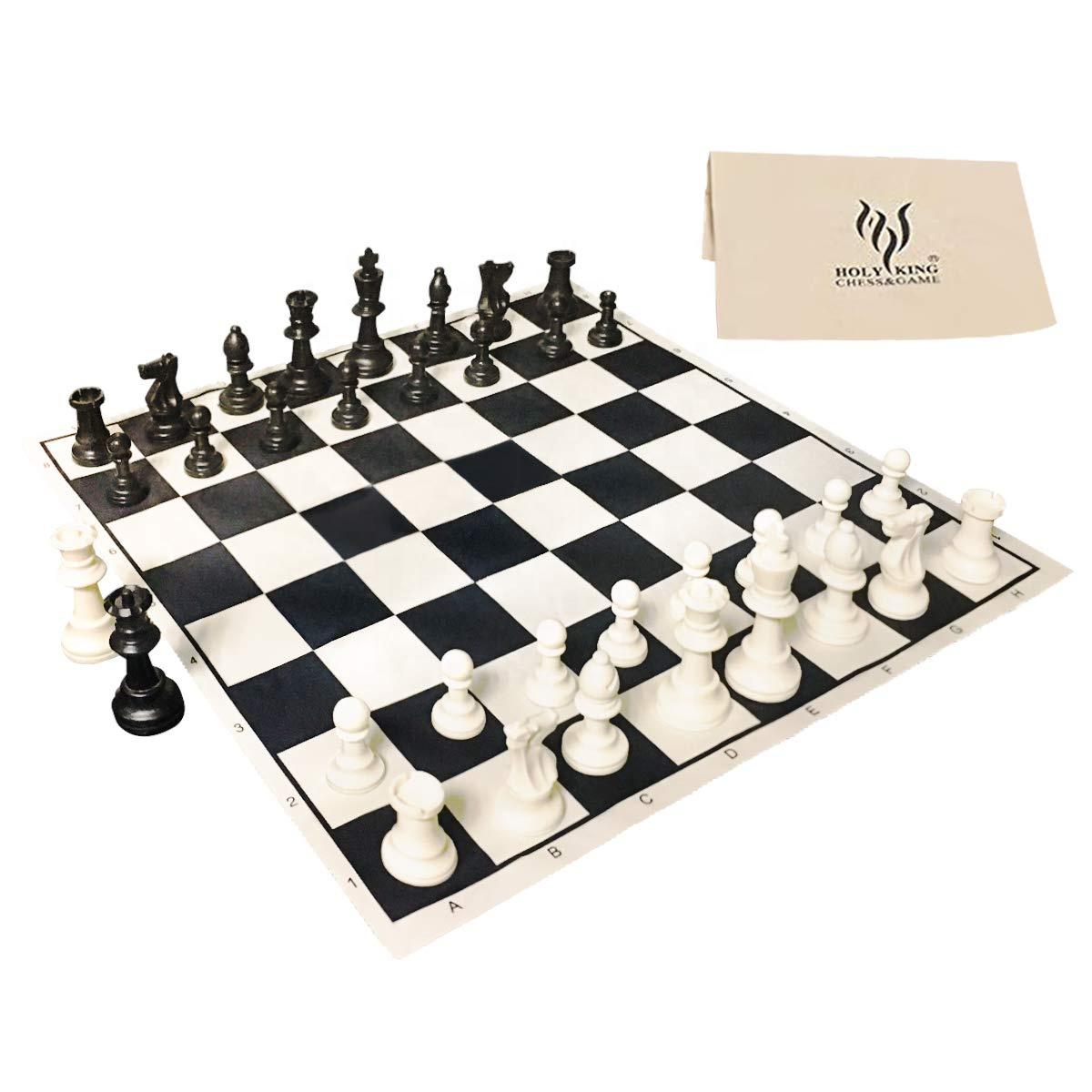 Tournament Cloth Chess Board Portable Travel Chess Game Set Roll up Combination Chess Set Checkers & Chess
