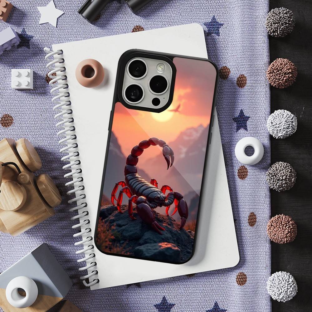 Cool Art Animal Scorpion For iPhone 16,14,13,15,11,12,17,Plus,Mini, Pro,For Magsafe,Max,Magnetic Wireless Charging Case