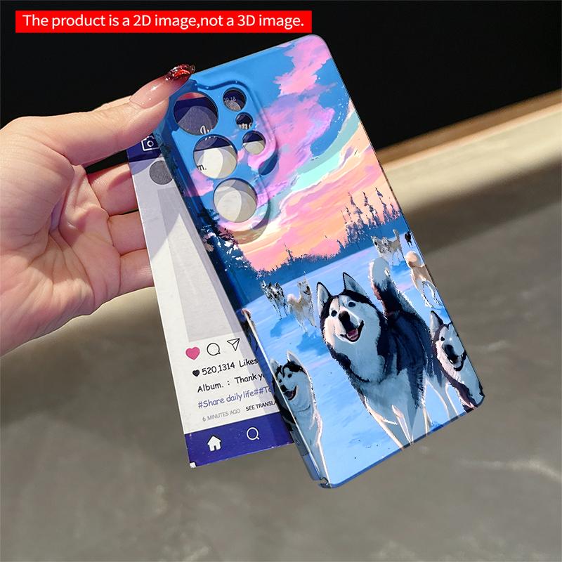 2DFlat Samsung phone case Winter Huskies at Sunset Sky Applicable to Galaxy S23 S24 S25ULTRA S26 A12 A14 A15 A16 A54 A55