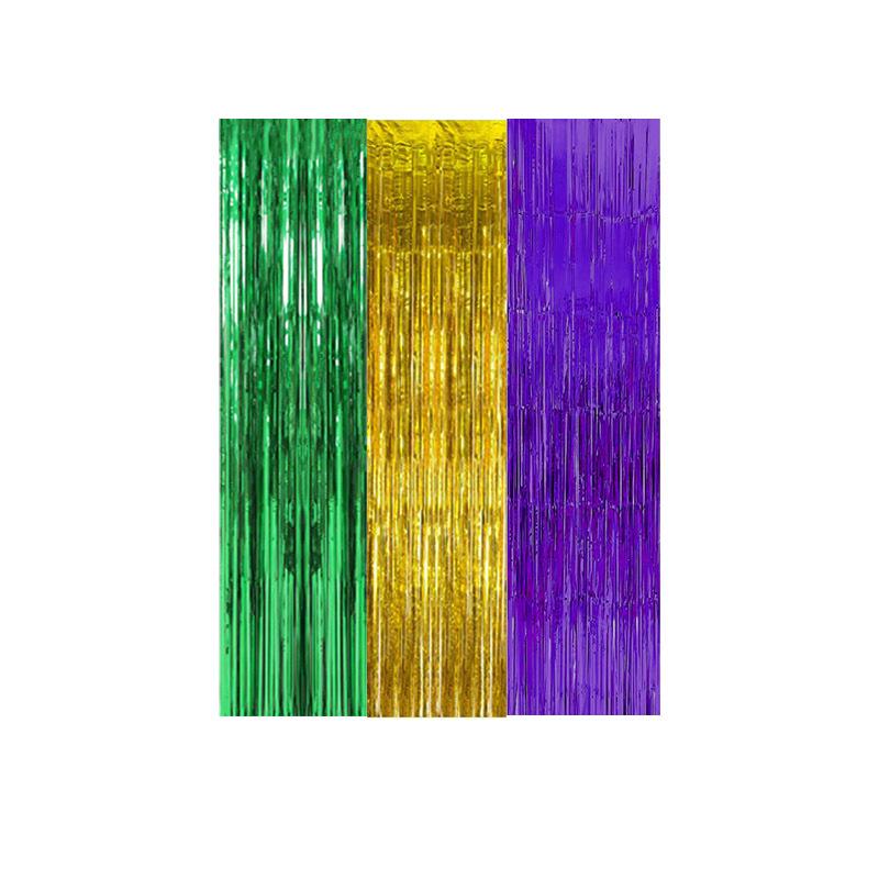 Color-Block Tinsel Curtain 1x2m - Festive Background for Christmas, Halloween, and Birthdays