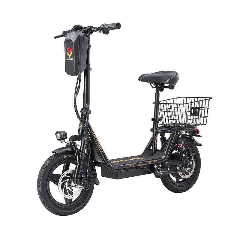 Adults Electric Scooter with Seat, Peak 500W Motor with 36V 15.6AH Battery,14" Tires,32KM/H,50-60KM Range and Dual Disc Brakes,110KG Max Load
