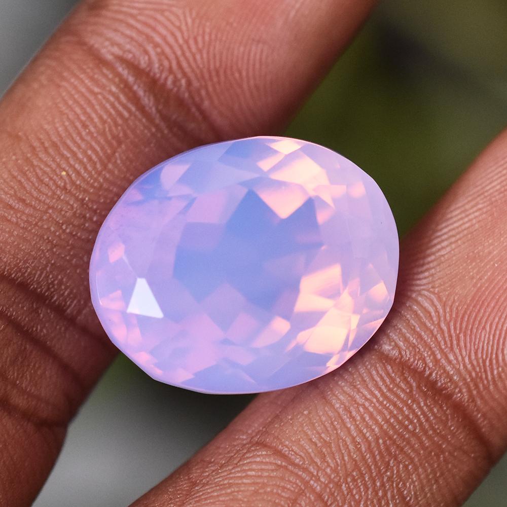 Lab-Created Pink Opal Loose Gemstone Australian 21x17mm Oval Cut October Birthday Birthstone