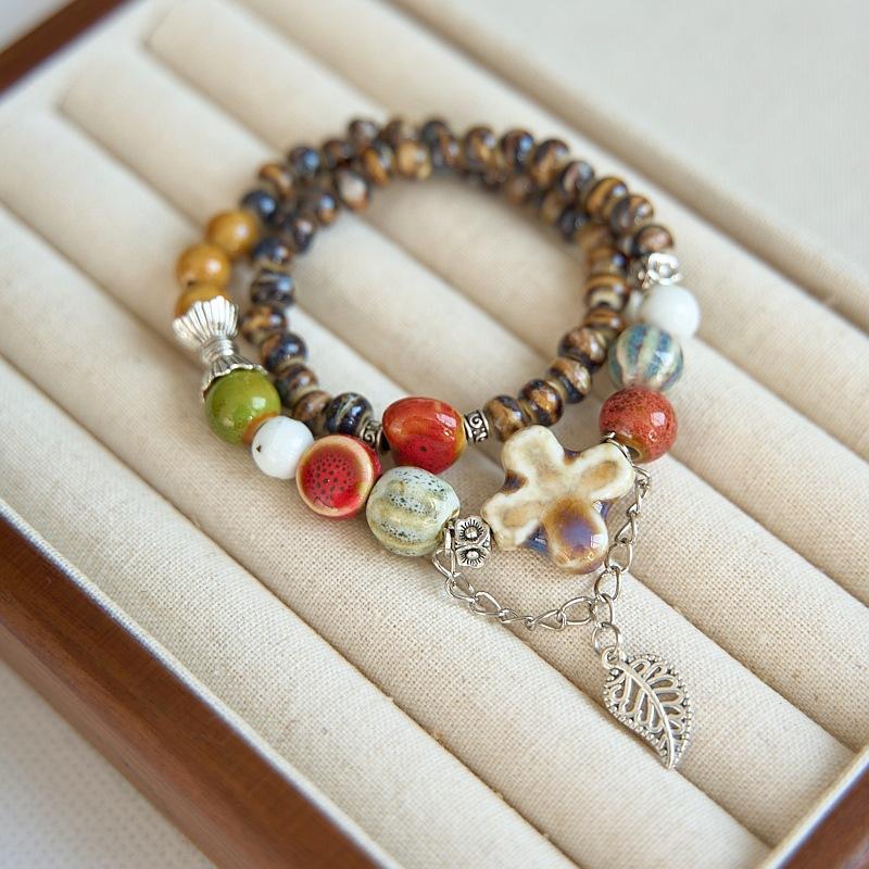 Jingdezhen Ceramic Bracelet Jewelry Double-layer Stacked Beaded Gold List Title Bracelet Wholesale