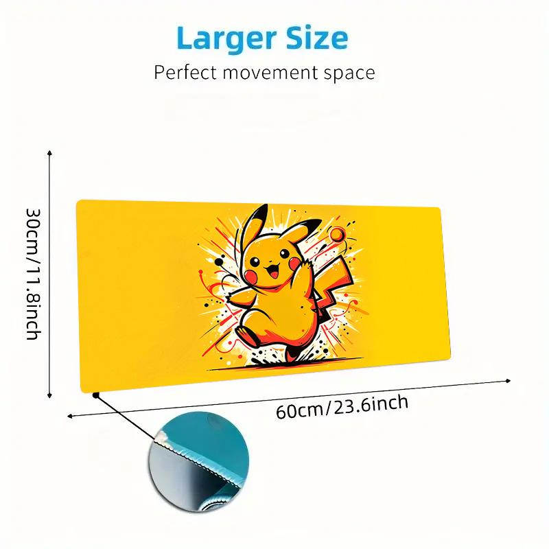 Happy Pikachu Print Cushion Non-slip Laptop Tablet Big Mousepad XXL Mat Mini PC Playmat With Lock edge