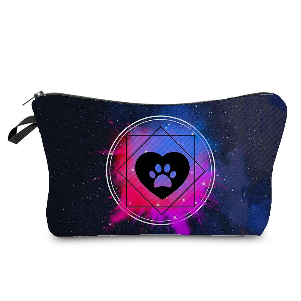 Women Dog Paw Print Cosmetic Bag Toiletries Organize Travel Storage Case 6874
