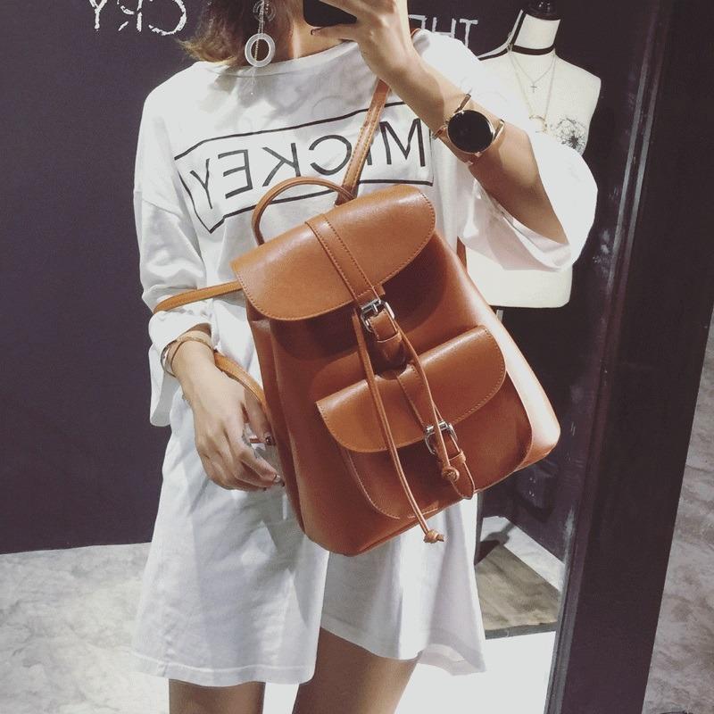 SCIONE Women Drawstring Leather Backpack Soft Shoulder Trendy School Teenage Girls Fashion Rucksack
