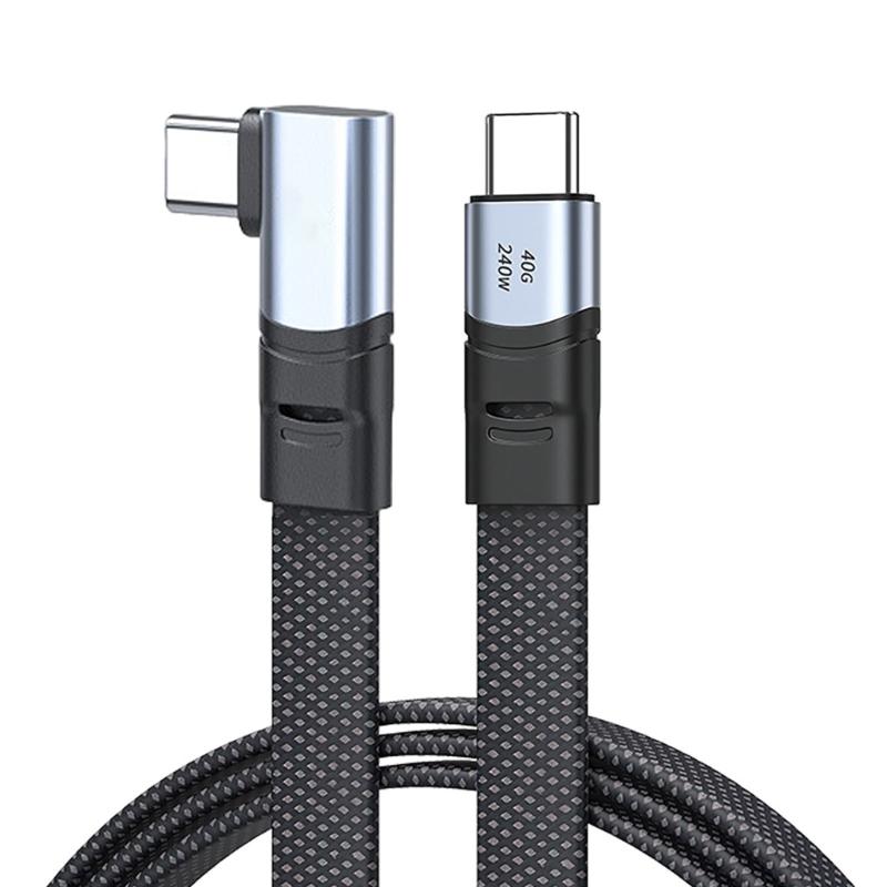 USB C to USB C Angled Cable, 240W 90 Degree Type C Charging Cord Data Cable for Smartphone Laptop
