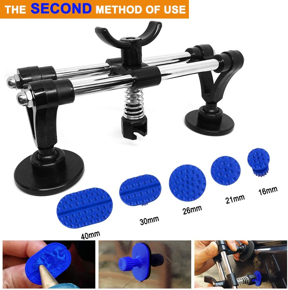 Car Body Repair Tool Kit Car Dent Puller With Double Pole Bridge Dent Puller Glue Puller Tabs Glue Shovel