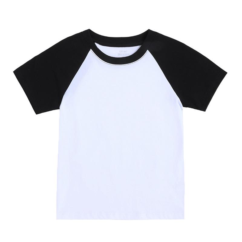 Kids' Raglan Sleeve Pure Cotton T-Shirt - Summer Solid Color, Combed Cotton, Half Sleeve for Girls