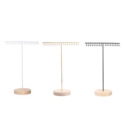 Eleganter Eisen-Halsketten-Präsentationsständer Effektiver Eisen-Halskettenhalter mit Holzfuß Robuster Schmuck-Präsentationsständer