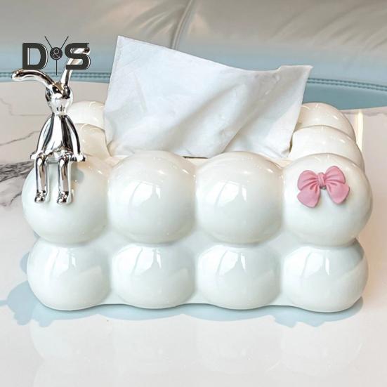 Tissue Box Storage Holder Large Capacity Spring Design Easy To Use Luxury Home Tissue Paper Organizer Desktop Decor