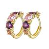 1 Paar Rosaviolett Kombinierte Zirkonia-Ohrringe Bequem Damen