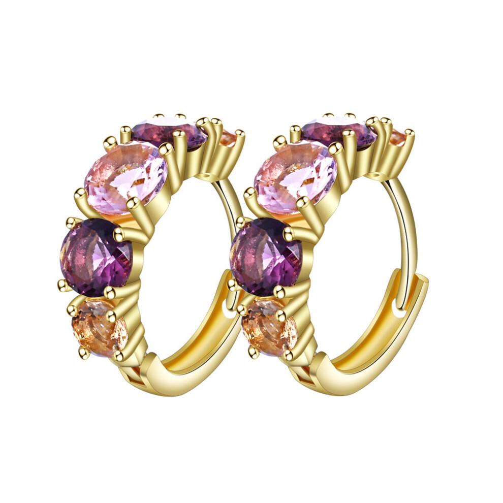 1 Paar Rosaviolett Kombinierte Zirkonia-Ohrringe Bequem Damen