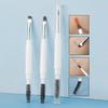 Portable Double-Ended Makeup Brush: Soft Bristle Concealer, Spiral Eyebrow, Silicone Lip Brush, and Cap Eyeliner Tool.