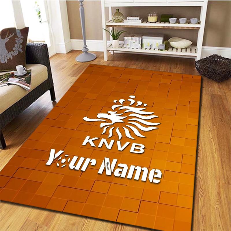 Knvb Wappen Benutzerdefinierter Name Teppich Teppich für Wohnzimmer Schlafzimmer Zuhause Sofa Dekoration Kinder Spielen Rutschfeste Fußmatte