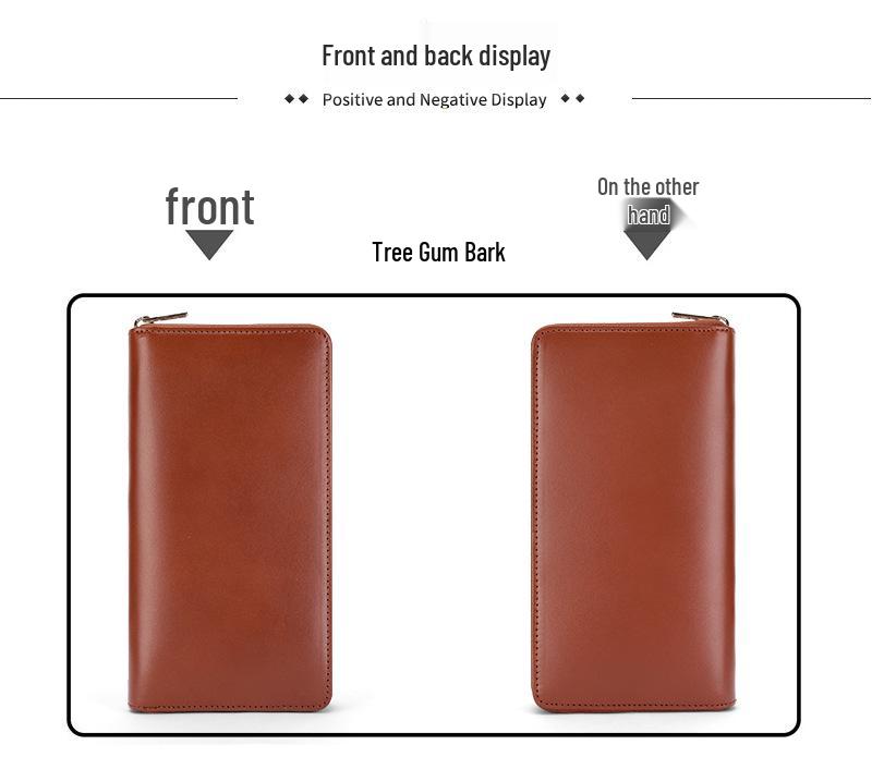 Women's Genuine Leather Long Wallet Clutch - Large Capacity, Multi-Card Slots, Vegetable Tanned