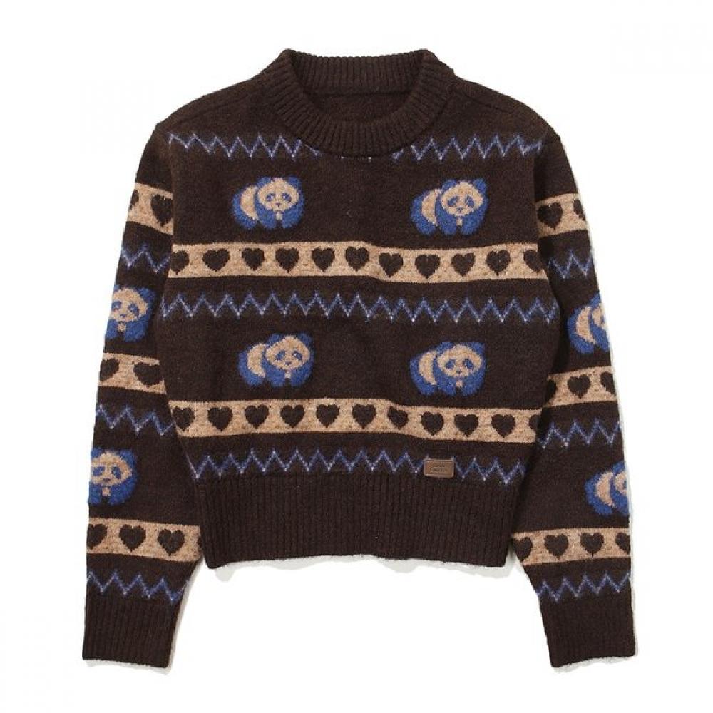 Panda Jacquard Sweater Brown 085