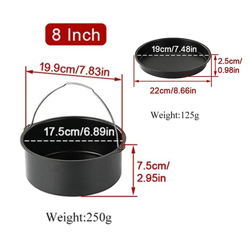 Non Stick Pizza Pan Set for Air Fryer and Oven Cooking Round Cake Baking Pan for Desserts Pizza and More Kitchen Bakeware