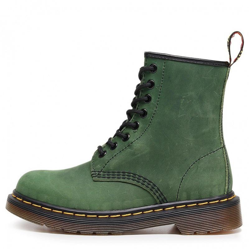 Hohe Crazy Horse Schwarze Motorradstiefel Damen Klassische Retro Kurze Stiefel Herren- und Damen-Lederstiefel