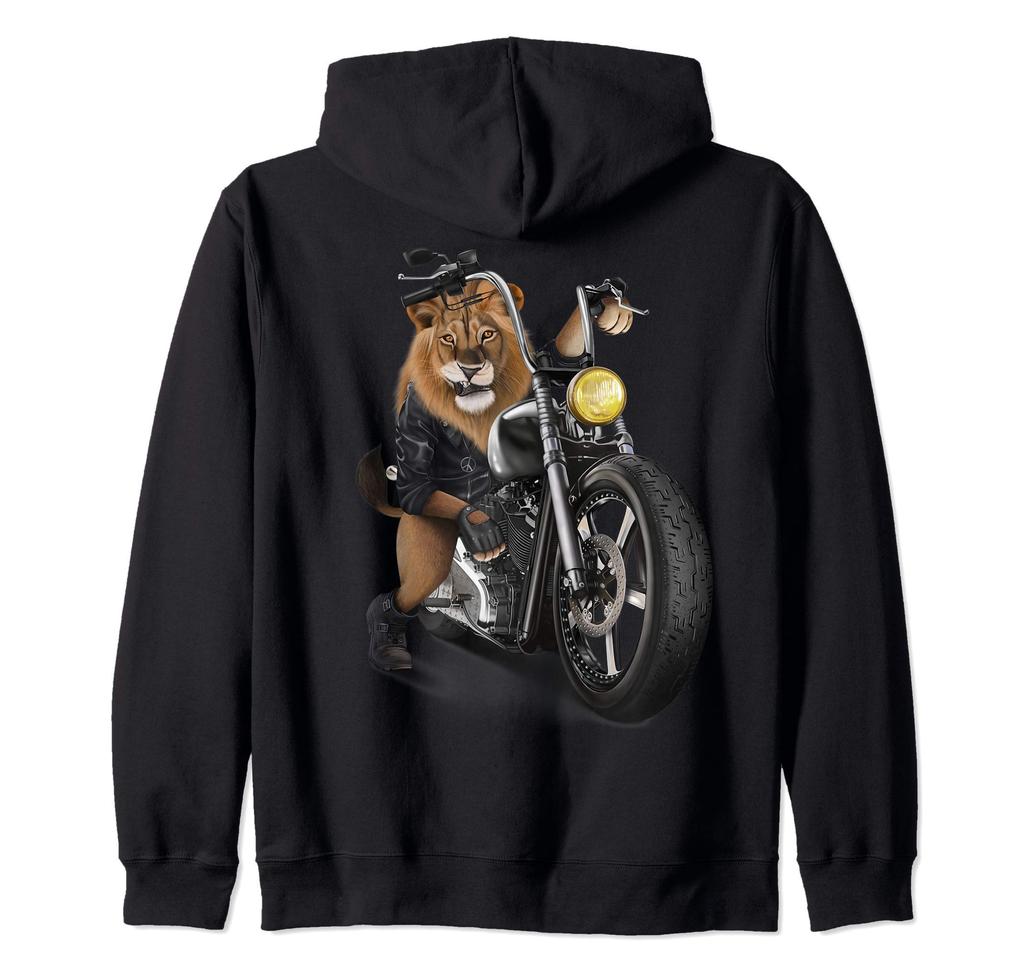 lion bike biker zip hoodie