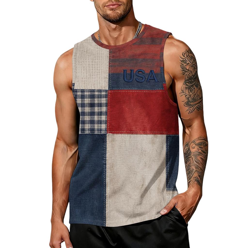 Uomo 4 Luglio Camicie USA Muscolo Senza Maniche Magliette Patriottiche