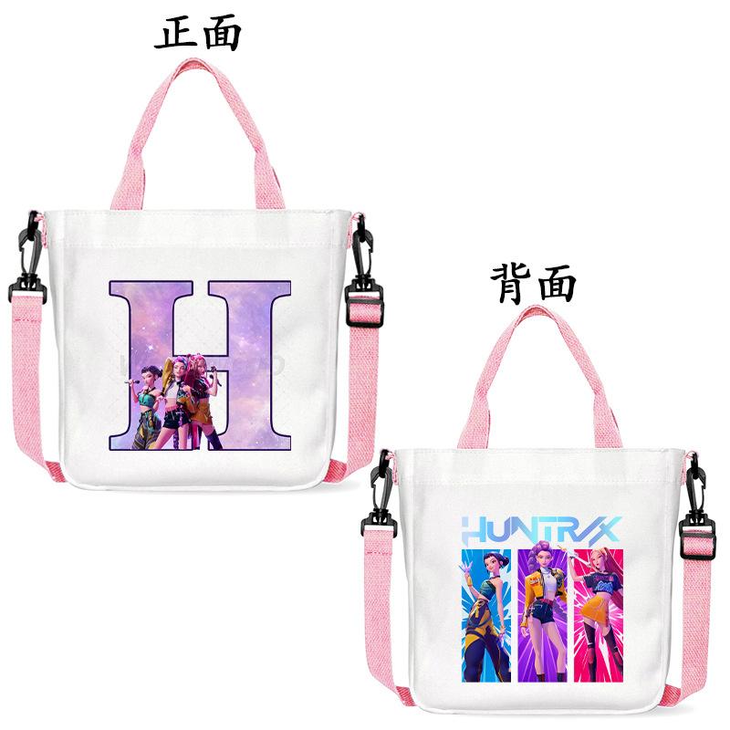 Anime Cartoon Letter Shoulder Bag Versatile Commuter Handbag Large Capacity Student Canvas Bag