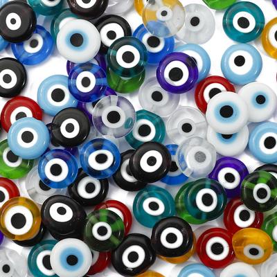 6/8/10mm Fashion Colorful Oblate Evil Eye Beads Loose Lampwork Glazed Glass Beads for Bracelet Necklace DIY Jewelry Making