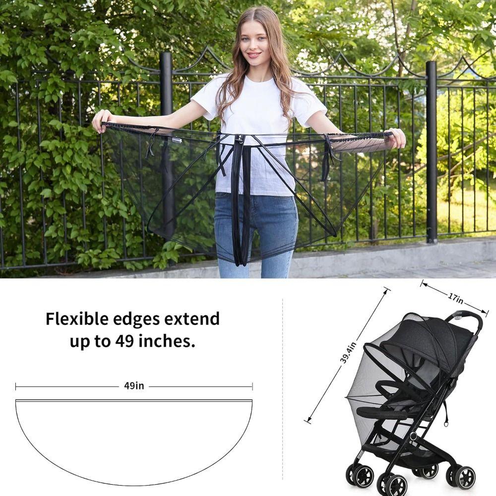 Full Coverage Baby Stroller Mosquito Net with Zipper Baby Bug Cover  Accessories