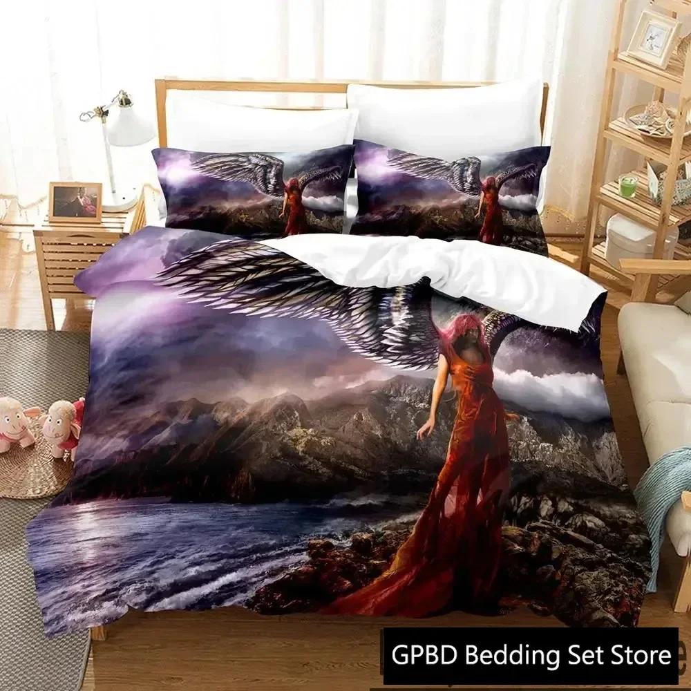3D Print Guardian Angel Comfortable Duvet Quilt Cover Pillowcase Bedding Set Children Bedroom Decoration Home Textile