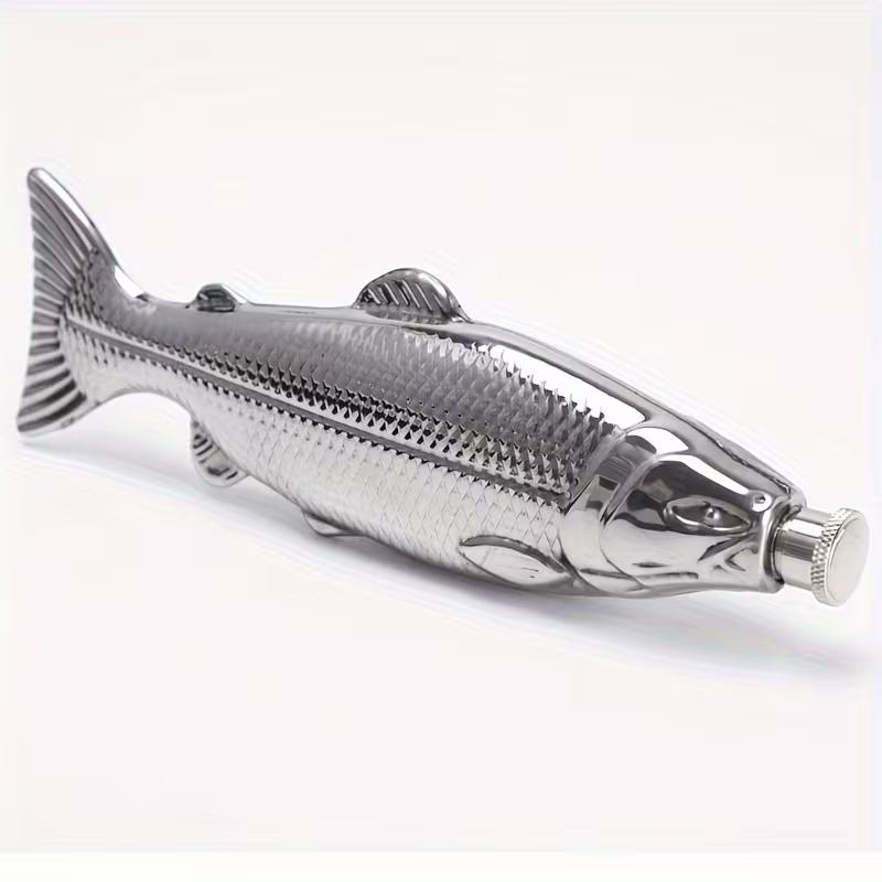 140ml Fish Shape Stainless Steel Mini Hip Flask Portable Alcohol Flask Laser Engraved Novelty Gift for Men Outdoor Drinking