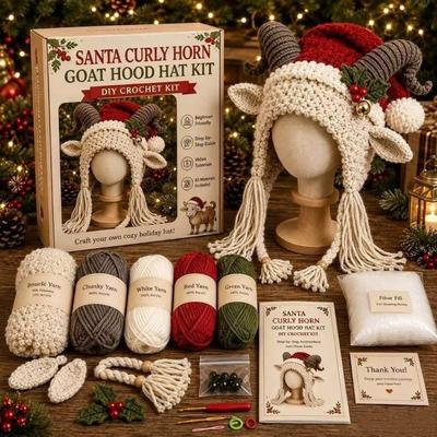 Sheep Animal Hood Knitting Hat Handmade Headdress Making Kit DIY Crochet Hat Kit  Party Cosplay