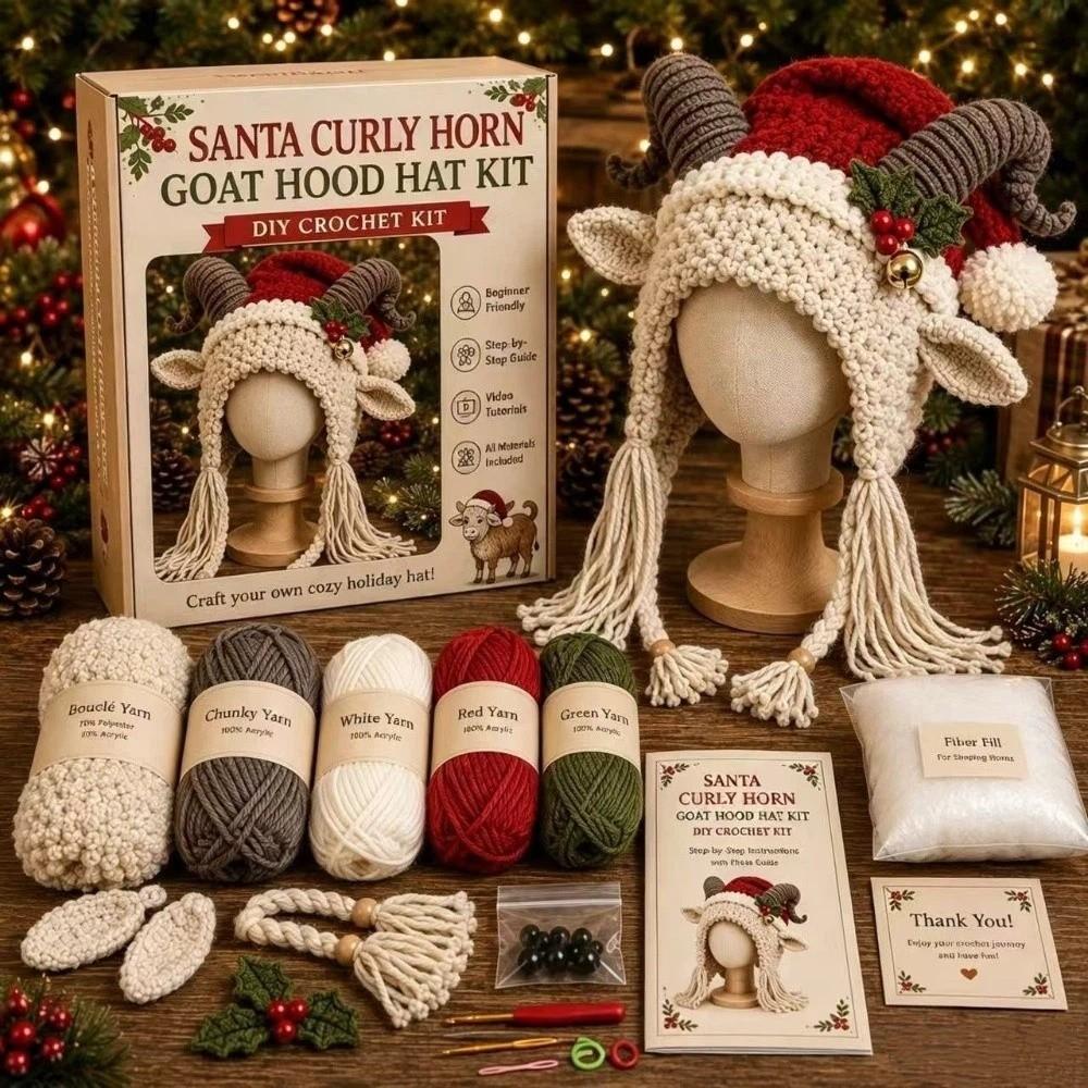 Cattle Animal Hood Knitting Hat Sheep Christmas Hat Kit Creative DIY Crochet Hat Kit Home Craft