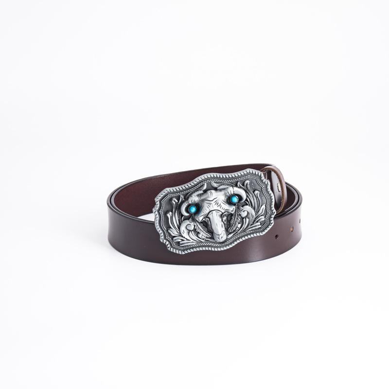 Sheep Totem Personality Ethnic Style Belt Fashion Whole Cowhide Retro Belt Ghost Knights Jeans Belt