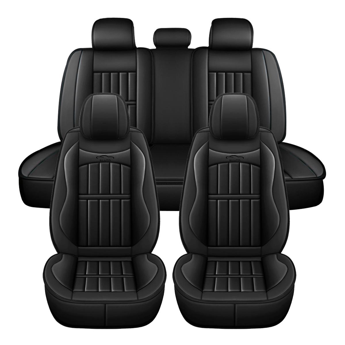 11PCS 5 Seats Car Seat Covers Automobiles Seat Covers Protector Cushion Deluxe PU Leather Front+Rear Full Set SUV Truck PU