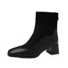 Autumn New Fashion Boots Women's Shoes Winter Medium Heel Thick Heel Square Head Suede Rear Zipper High Heel Short Boots