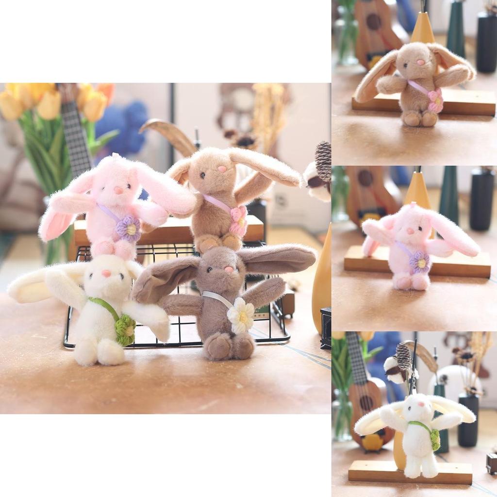 Charming Pink And Brown Plush Rabbit Doll Keychain Ideal For Bags And Backpacks