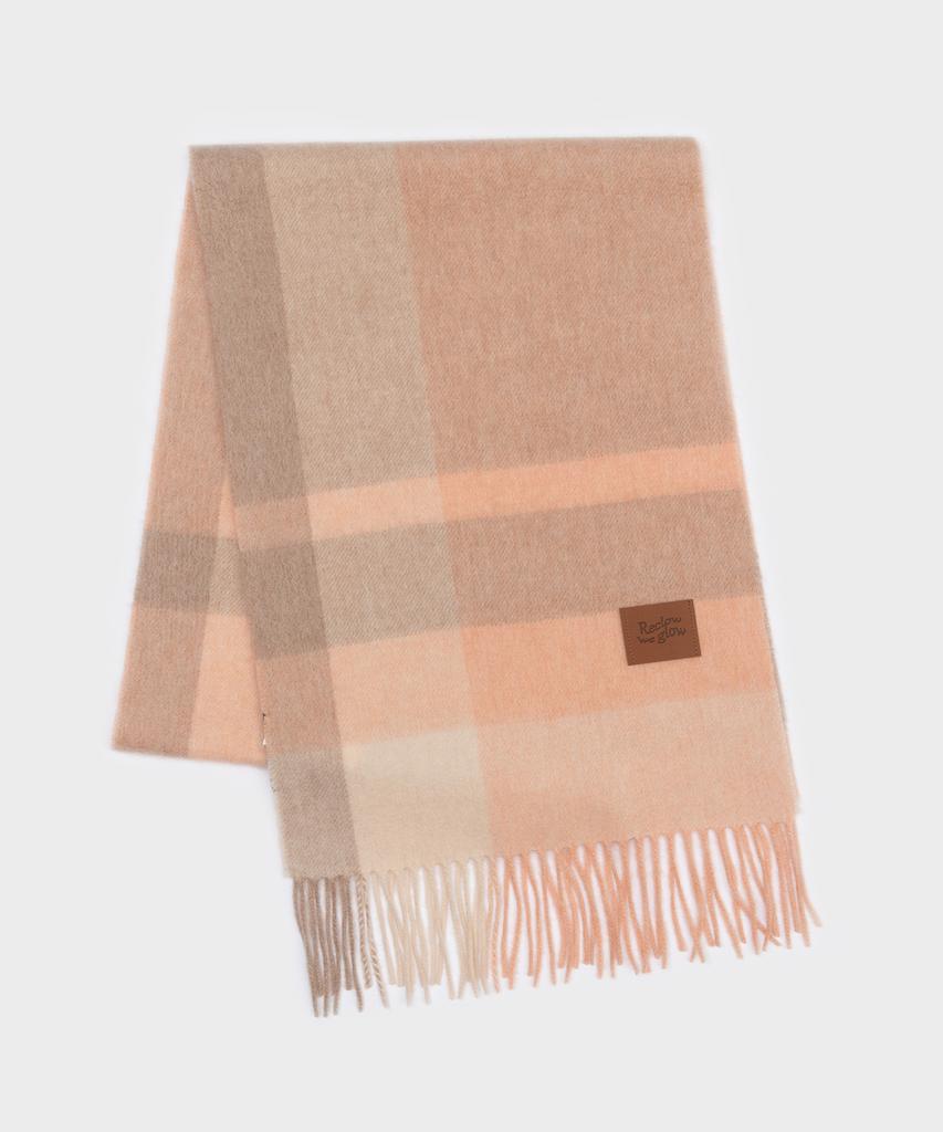 Likkeullou Rc 100% Cashmere Check Scarf Orange