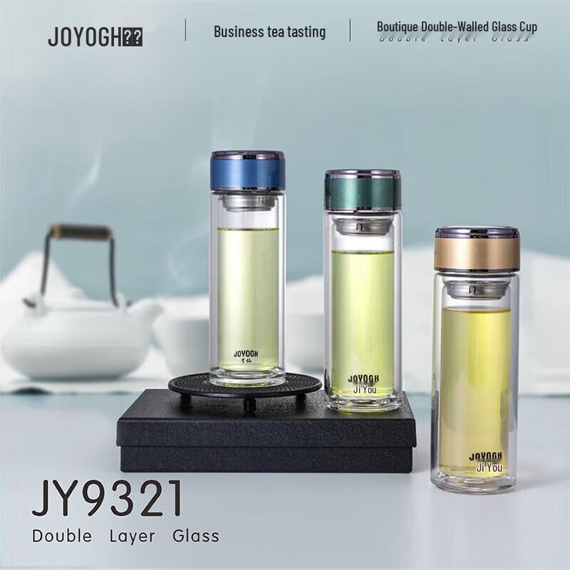 JOYOGH Double-Wall Glass Tea Infuser Mug