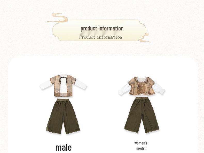 Kids' Traditional Bamboo Leaf Tang Suit Set - Long Sleeve Hanfu for Spring & Autumn 2025